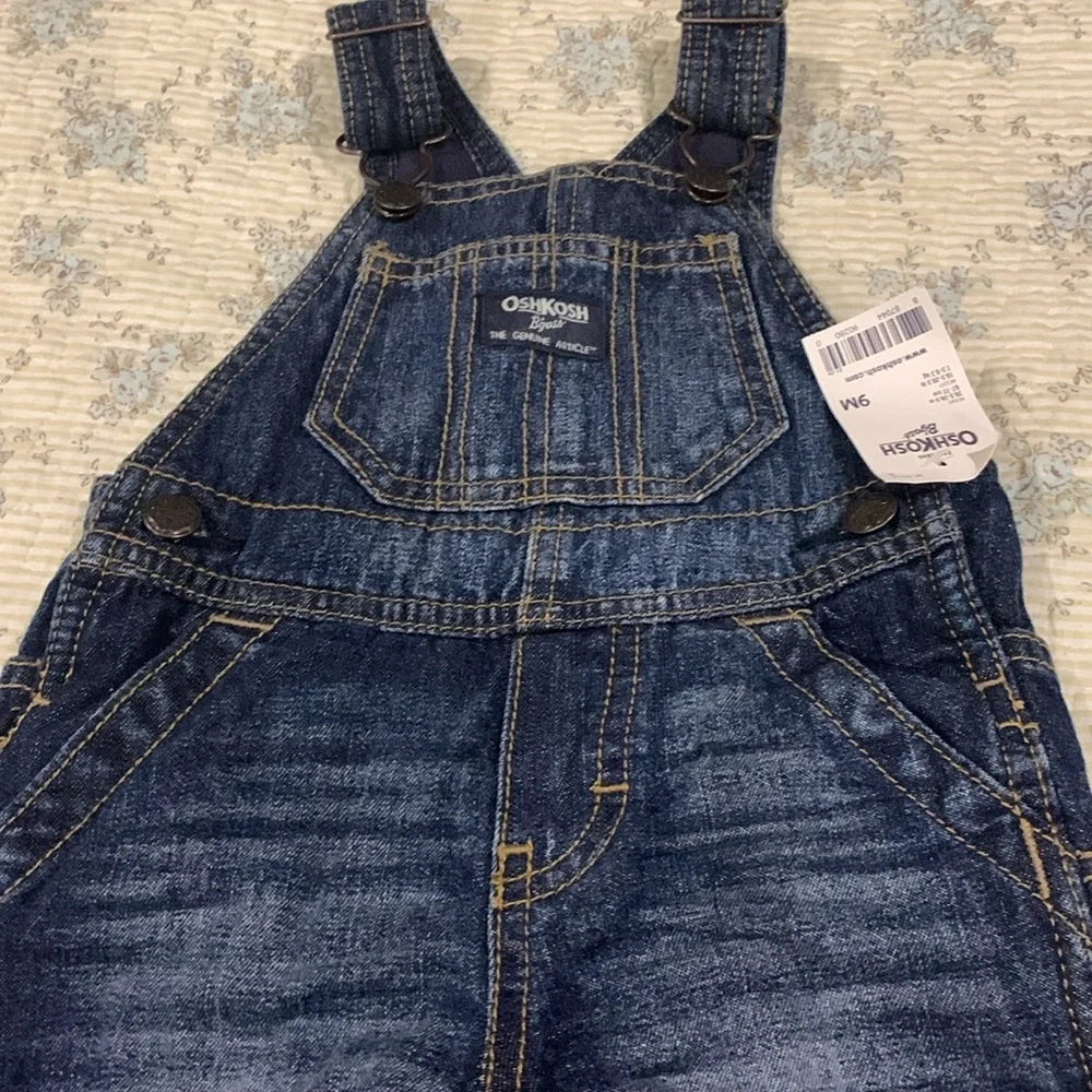 Oshkosh Flannel lined Blue Denim Overalls NEW Size 9 Mo Original Oshkosh Bgosh